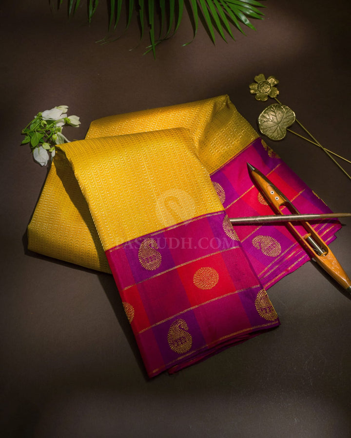 Mango Yellow Kanjivaram Silk Saree-S1708(B)