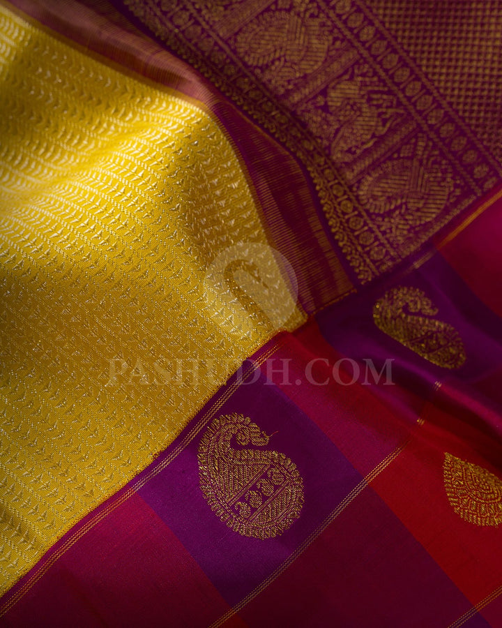 Mango Yellow Kanjivaram Silk Saree-S1708(B)
