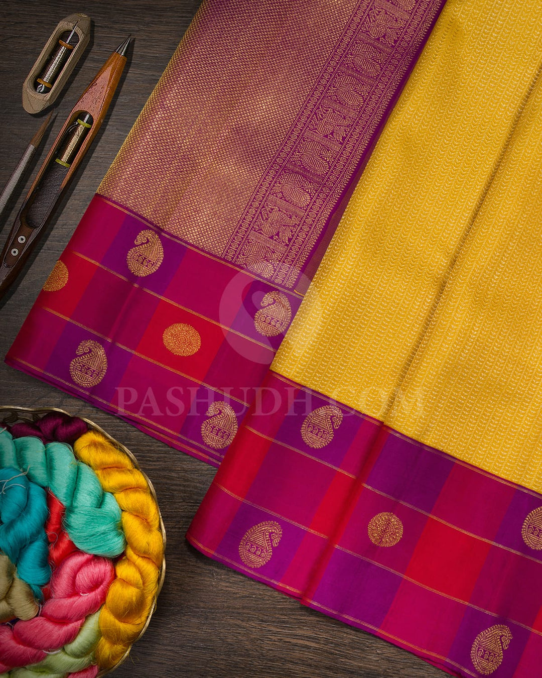 Mango Yellow Kanjivaram Silk Saree-S1708(B)
