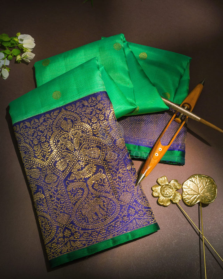Leaf Green Kanjivaram Silk Saree-S1769(B)