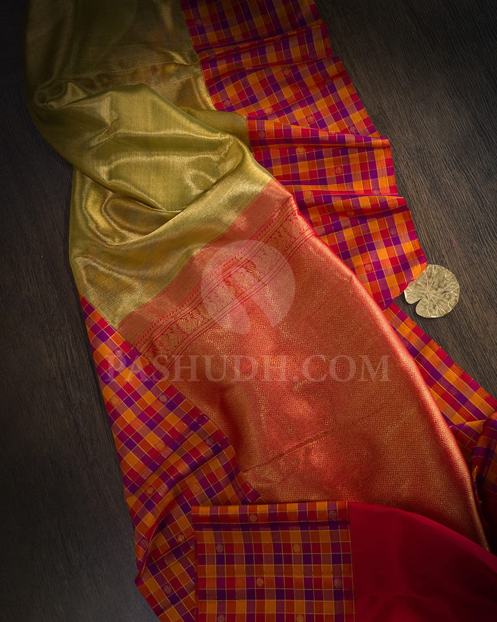 Organza Shimmer With Paalum Pazhamum Kanjivaram Silk Saree-S1780(A)