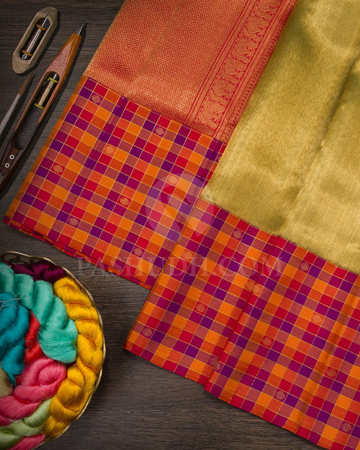 Organza Shimmer With Paalum Pazhamum Kanjivaram Silk Saree-S1780(A)