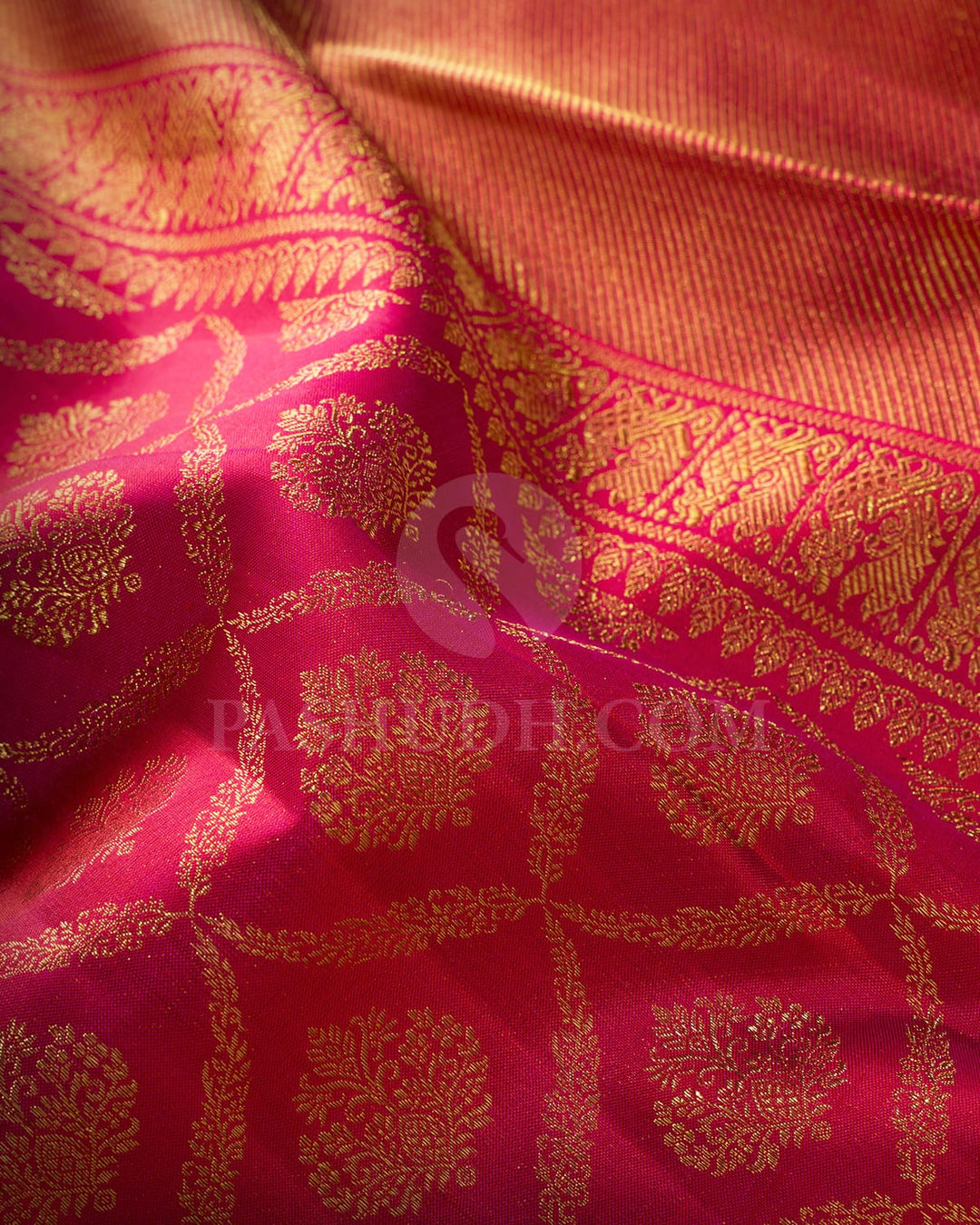 Rani Pink Pure Zari Paithani Kanjivaram Silk Saree-P220(A)