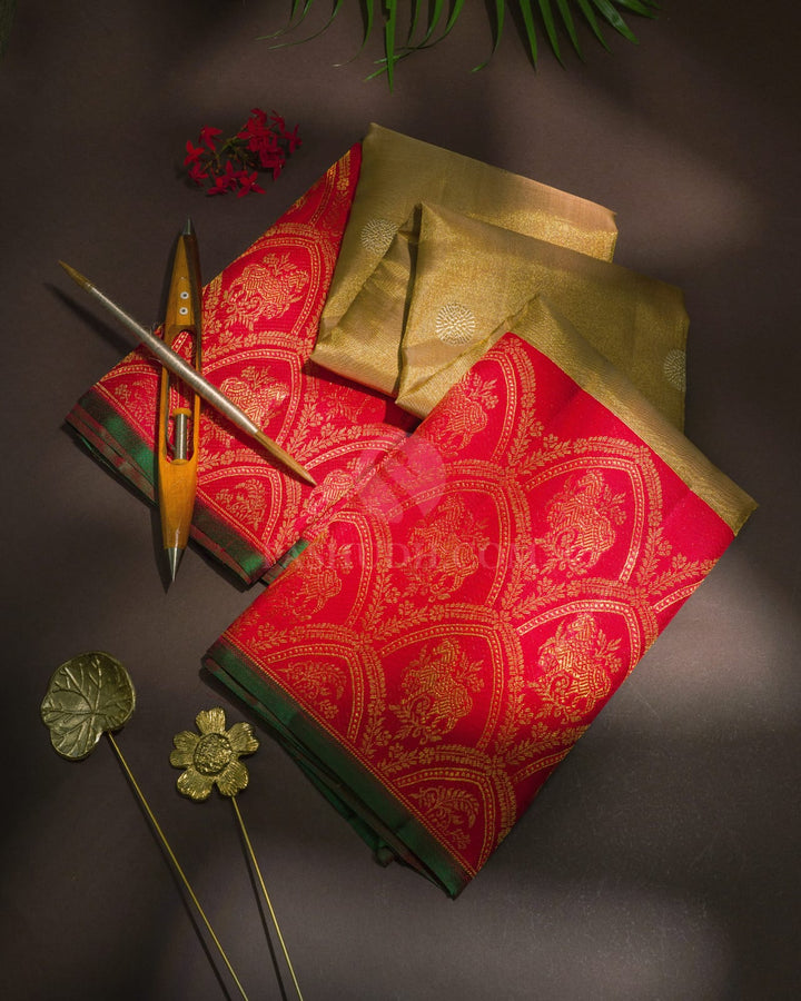 Subtle Gold Silk Shimmer Kanjivaram Silk Saree-S1768(B)