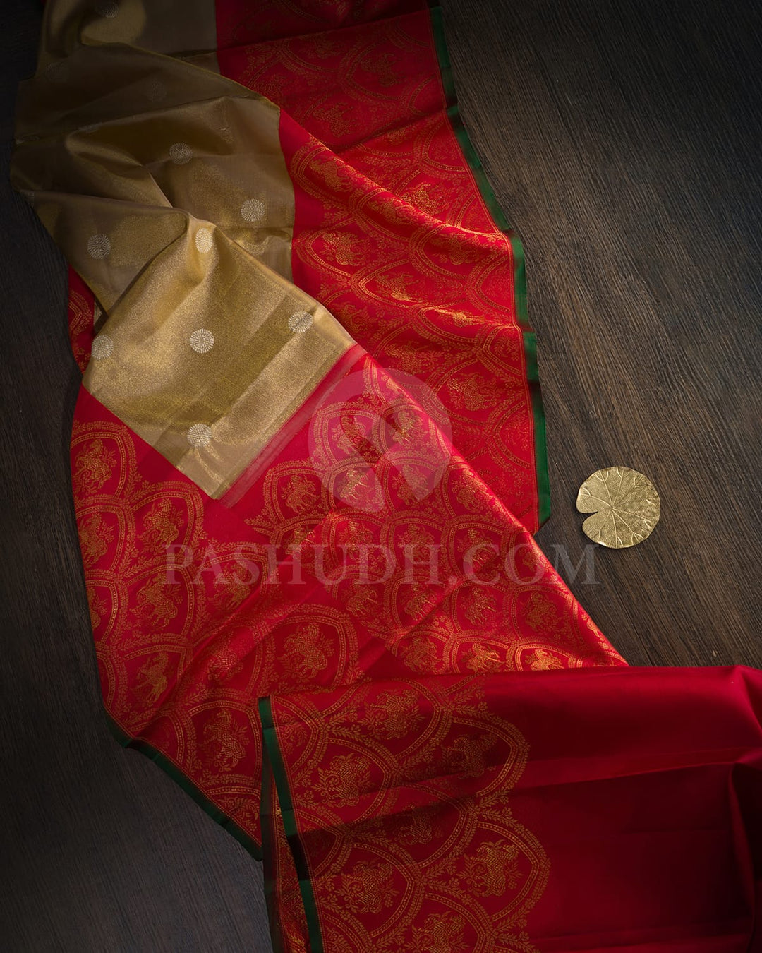 Subtle Gold Silk Shimmer Kanjivaram Silk Saree-S1768(B)