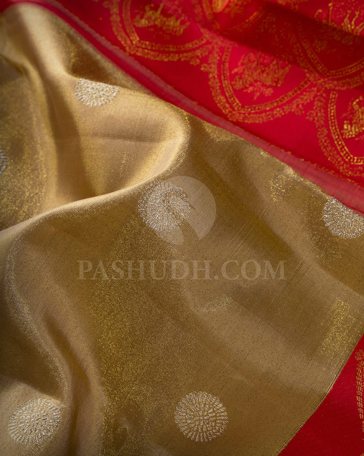 Subtle Gold Silk Shimmer Kanjivaram Silk Saree-S1768(B)