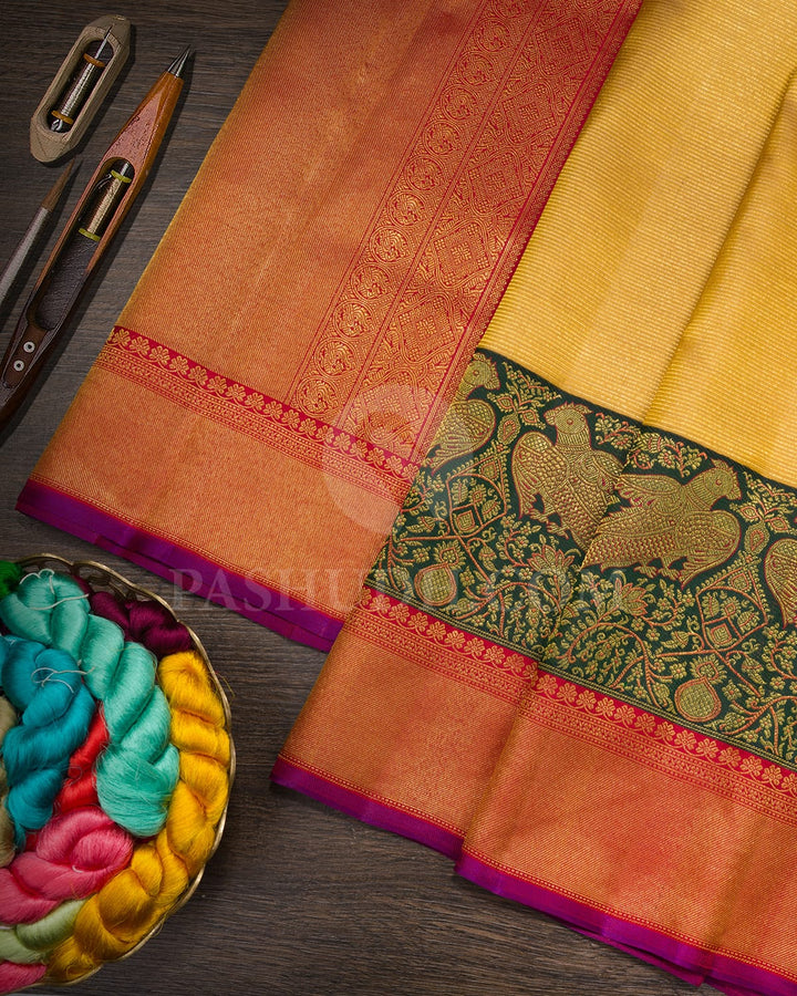 Golden Mustard Kanjivaram Silk Saree-S1580(E)