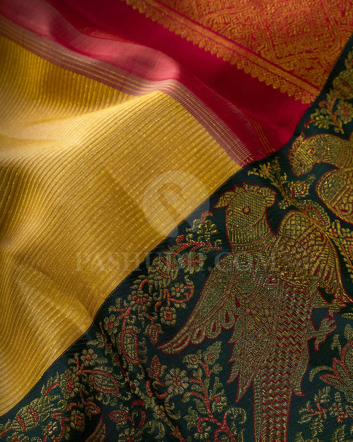 Golden Mustard Kanjivaram Silk Saree-S1580(E)