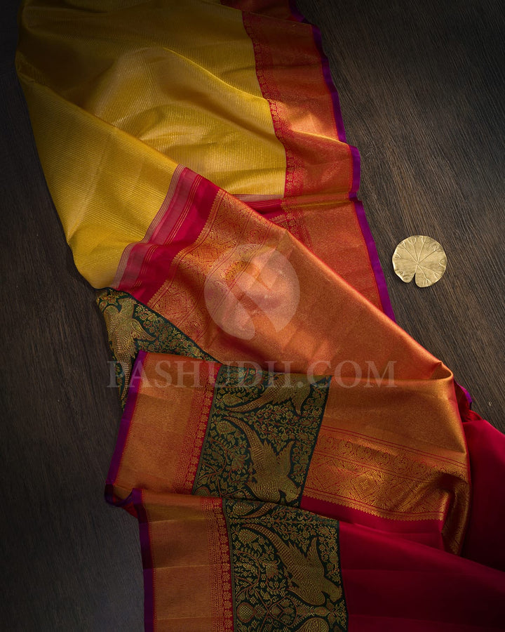 Golden Mustard Kanjivaram Silk Saree-S1580(E)