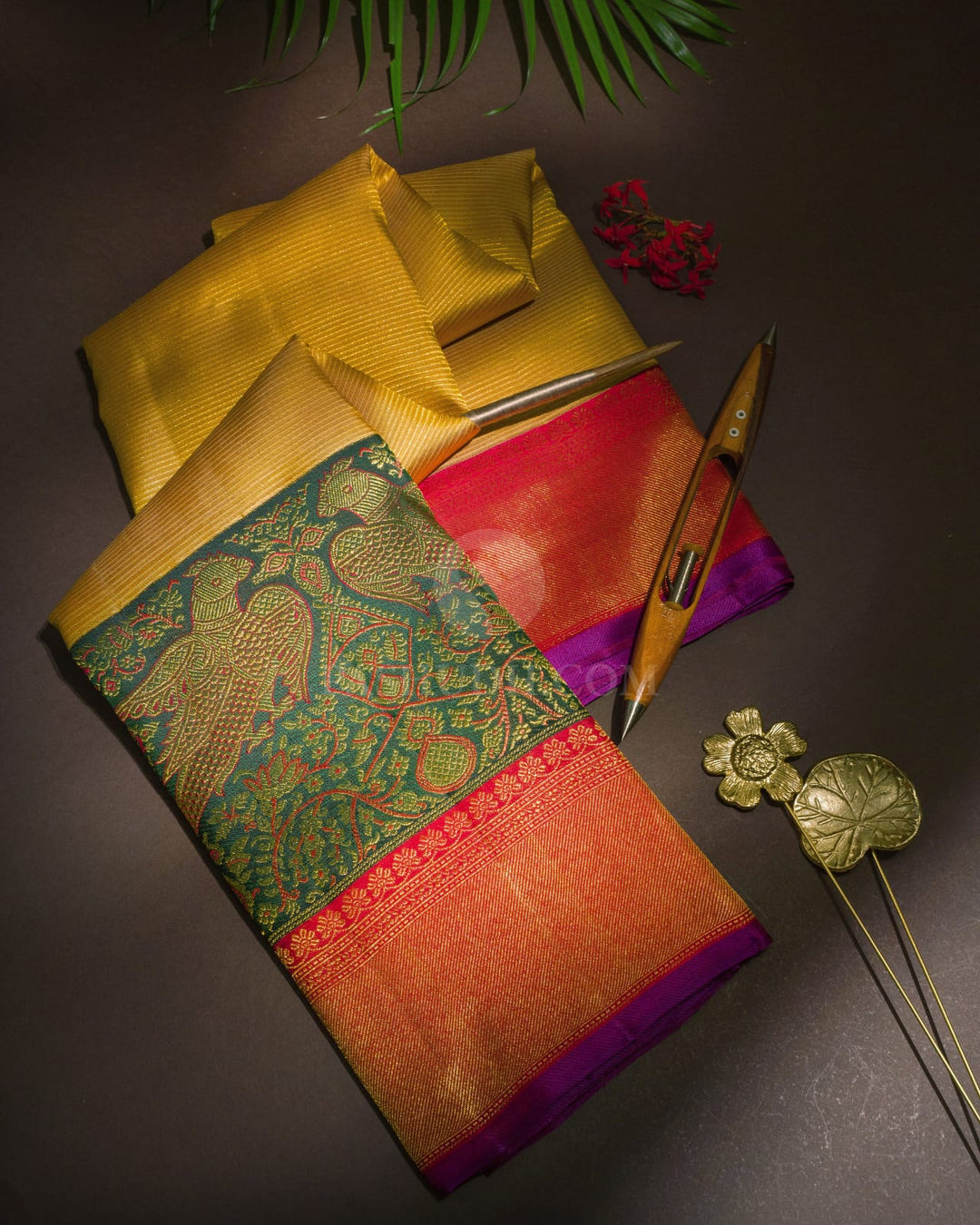 Golden Mustard Kanjivaram Silk Saree-S1580(E)