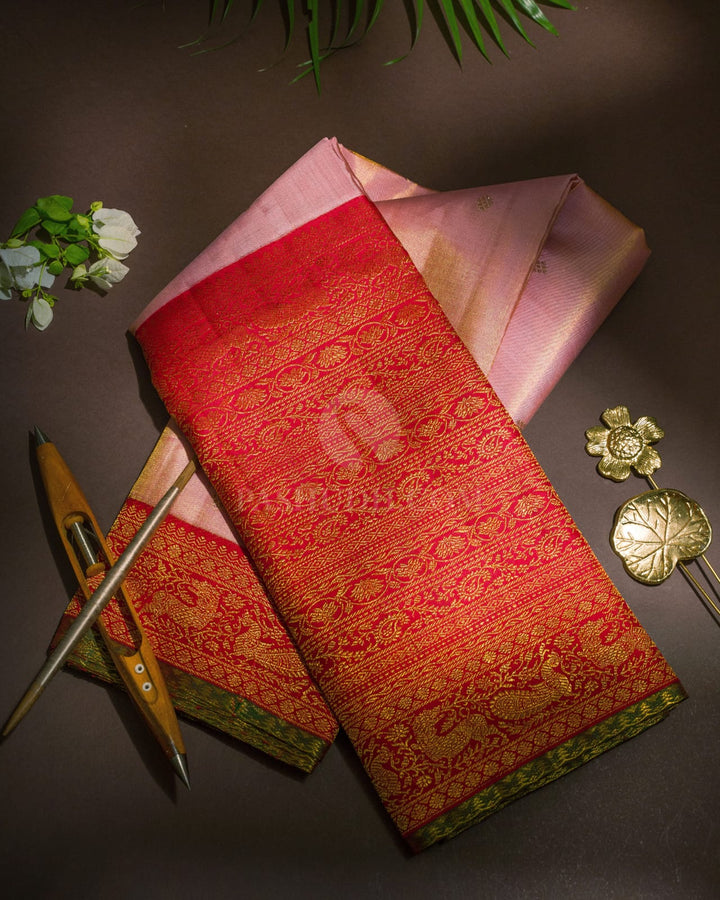 Baby Pink Silk Shimmer Kanjivaram Silk Saree-S1646(B)