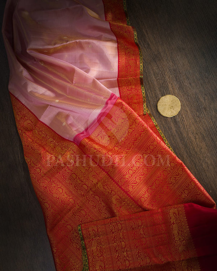 Baby Pink Silk Shimmer Kanjivaram Silk Saree-S1646(B)