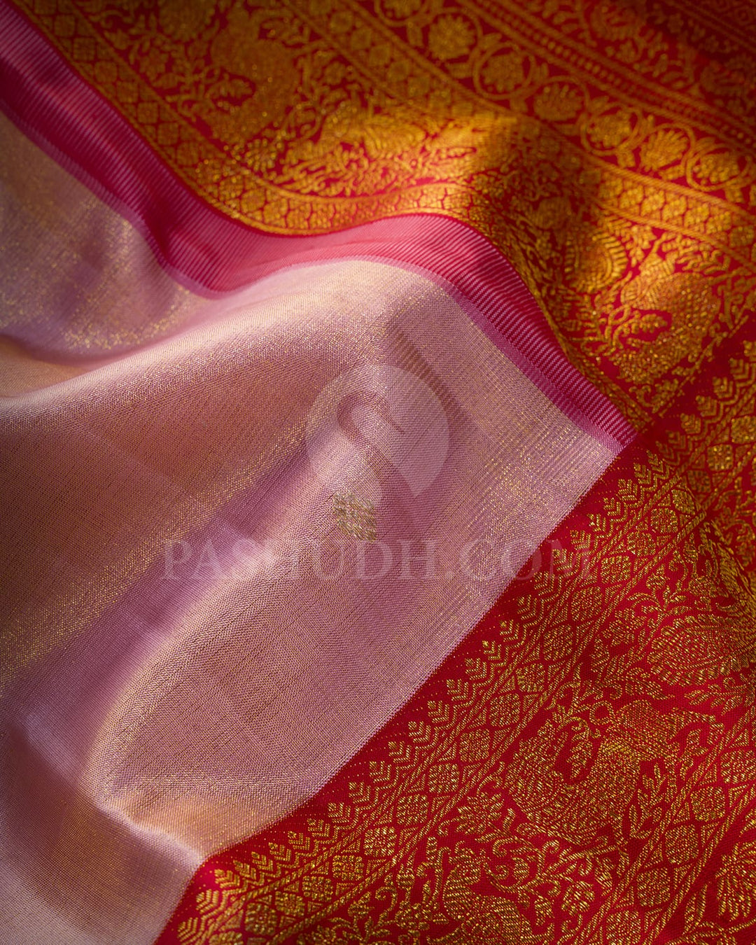 Baby Pink Silk Shimmer Kanjivaram Silk Saree-S1646(B)