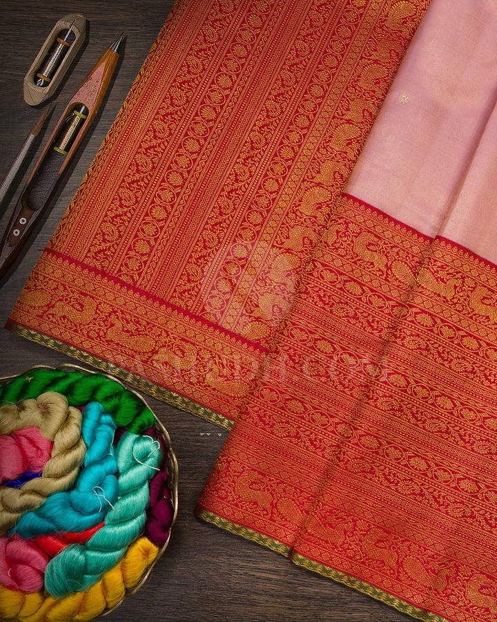 Baby Pink Silk Shimmer Kanjivaram Silk Saree-S1646(B)