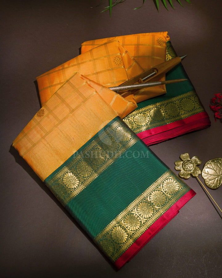 Mango Yellow Retta Petta Border Kanjivaram Silk Saree-S1748(C)