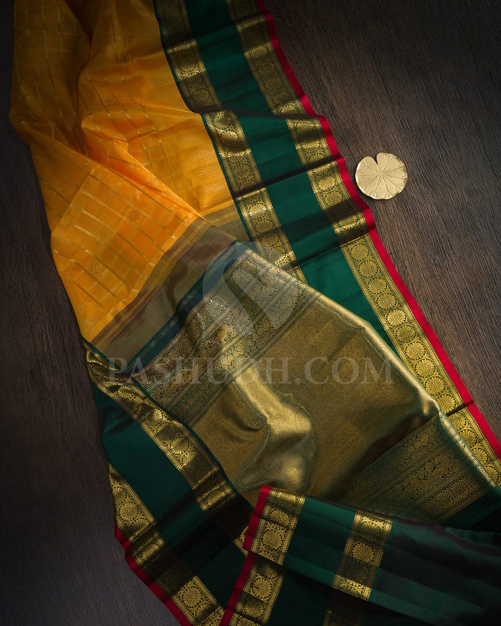 Mango Yellow Retta Petta Border Kanjivaram Silk Saree-S1748(C)