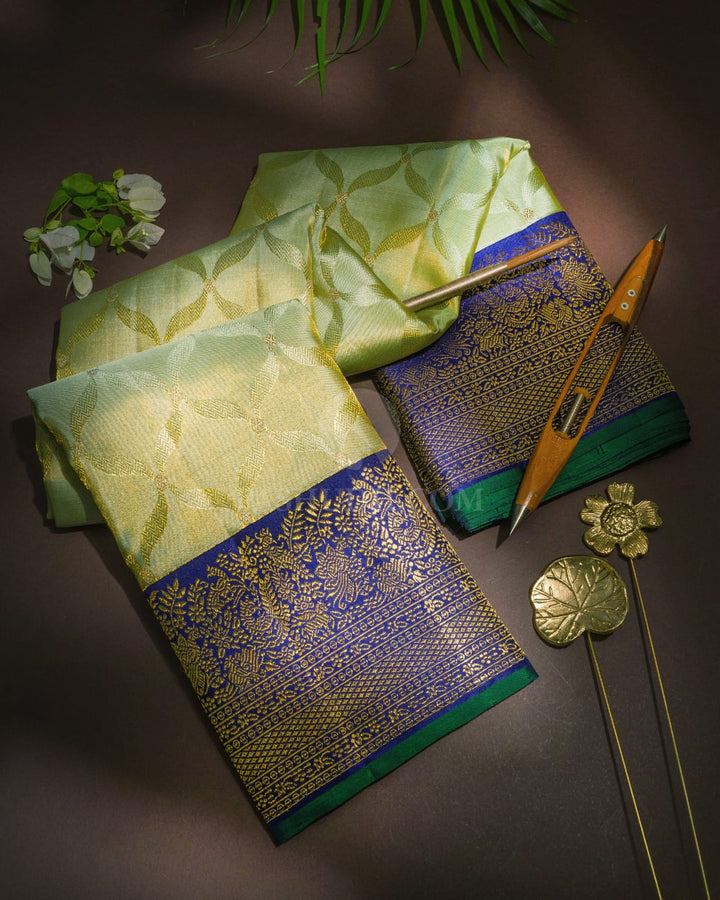 Soft Sage Silk Shimmer Kanjivaram Silk Saree-S1466(D)
