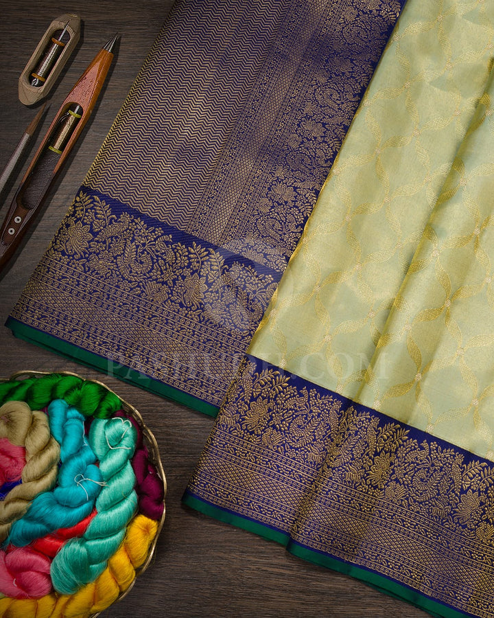 Soft Sage Silk Shimmer Kanjivaram Silk Saree-S1466(D)