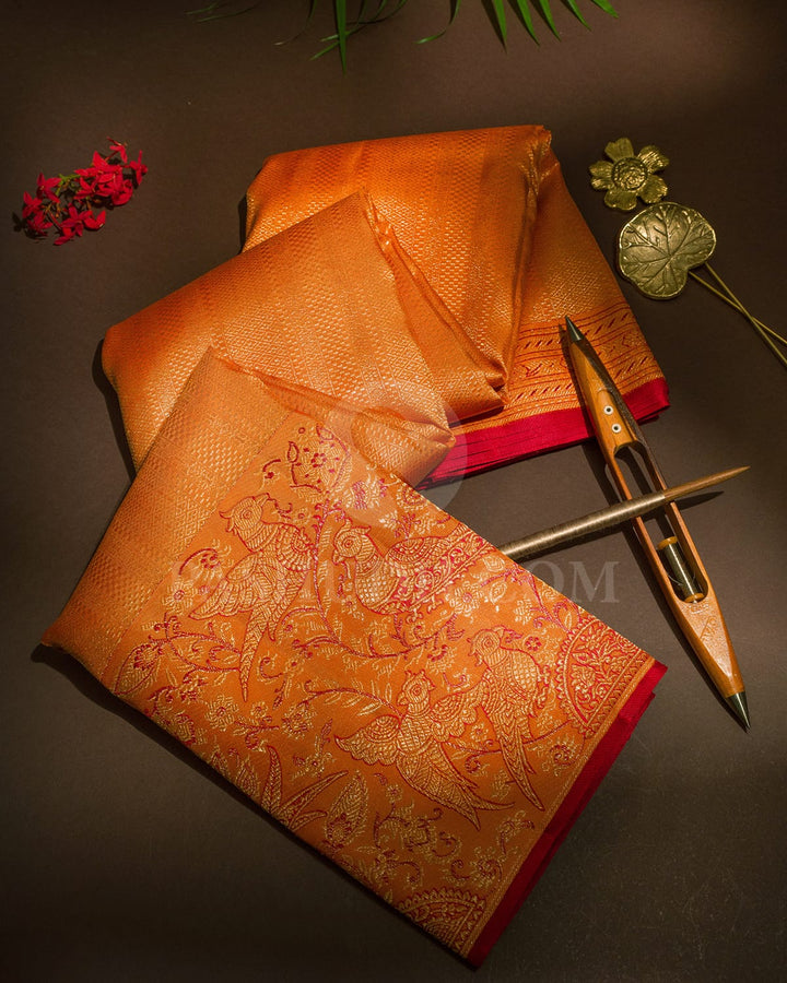 Orange Meenakari Kanjivaram Silk Saree-S1274(D)