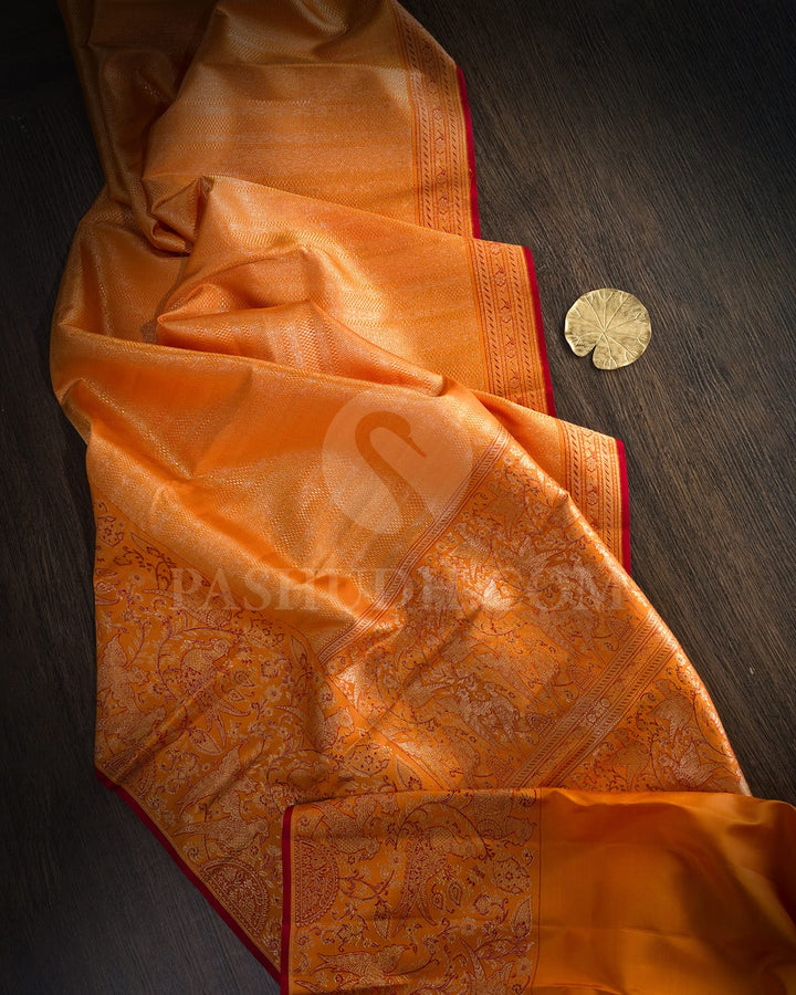 Orange Meenakari Kanjivaram Silk Saree-S1274(D)