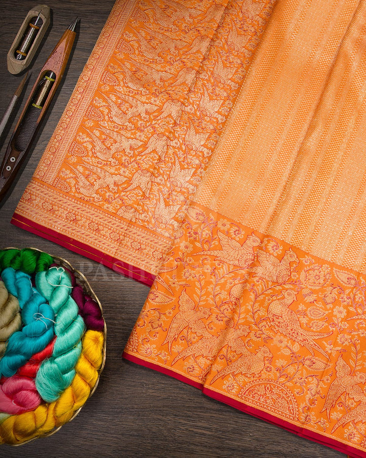 Orange Meenakari Kanjivaram Silk Saree-S1274(D)