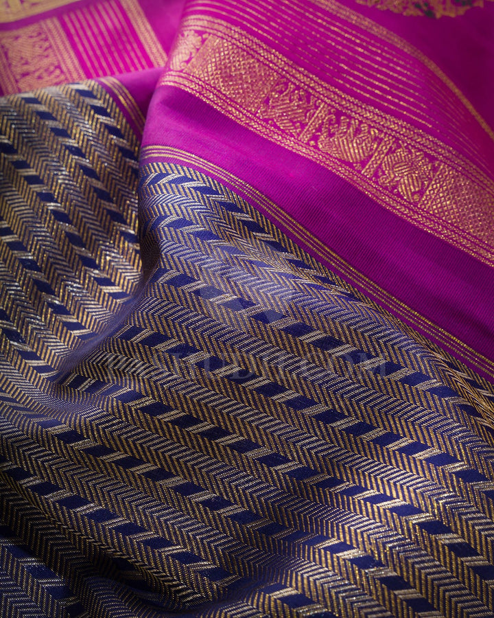 Midnight Blue Meenakari Kanjivaram Silk Saree-S1788(A)