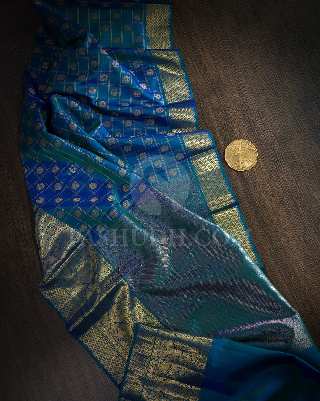 Peacock Blue Pure Zari Kanjivaram Silk Saree-P219(A)