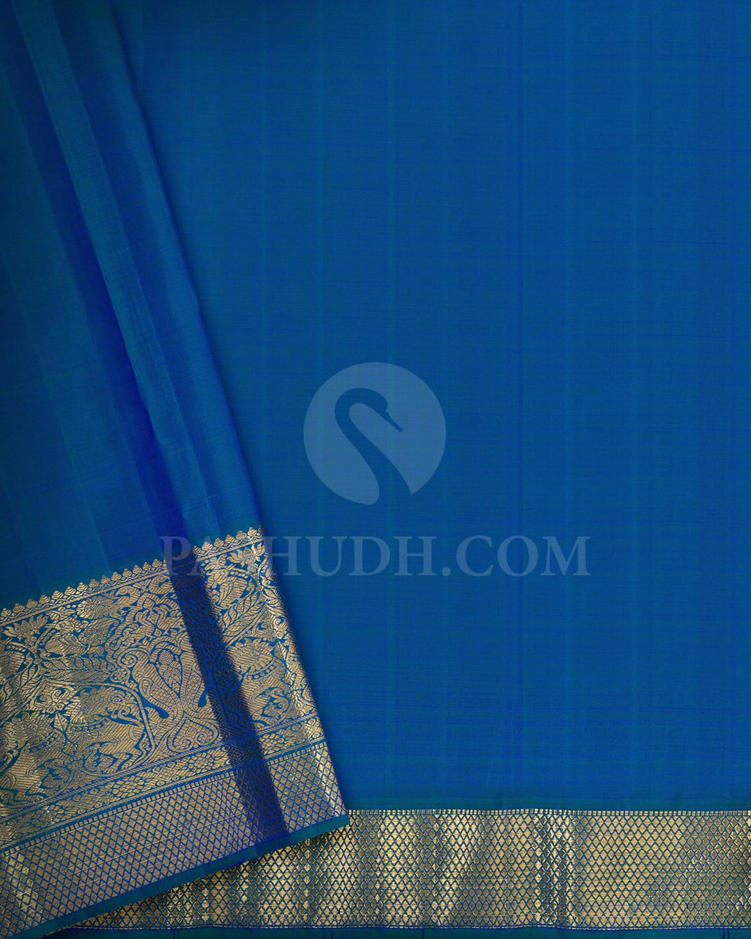 Peacock Blue Pure Zari Kanjivaram Silk Saree-P219(A)
