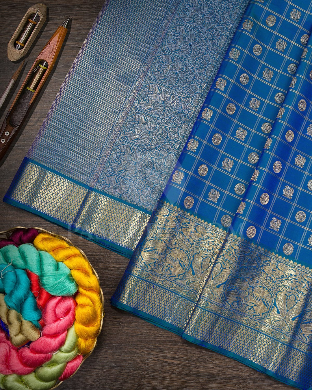 Peacock Blue Pure Zari Kanjivaram Silk Saree-P219(A)