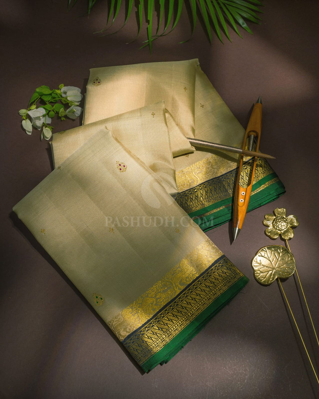 Cream Kanjivaram Silk Saree-S1787(A)