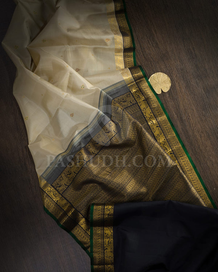 Cream Kanjivaram Silk Saree-S1787(A)