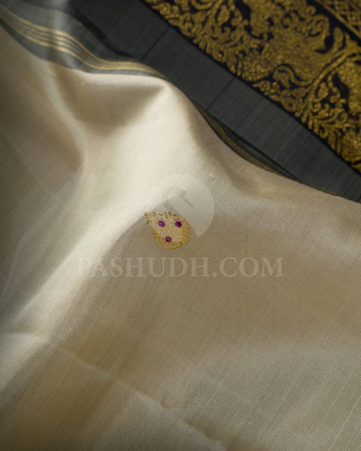 Cream Kanjivaram Silk Saree-S1787(A)