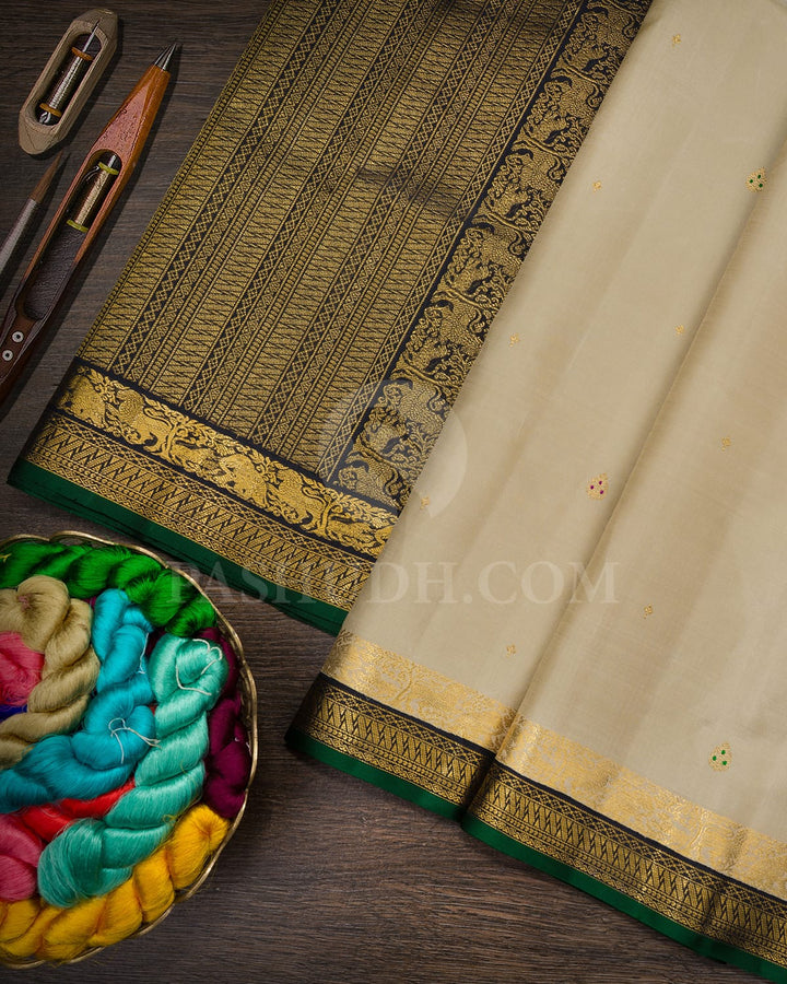 Cream Kanjivaram Silk Saree-S1787(A)
