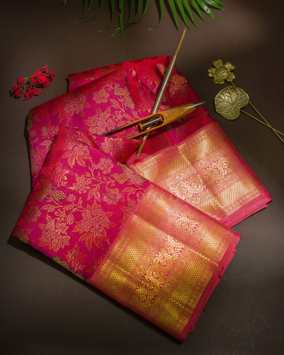 Reddish Pink Meenakari Kanjivaram Silk Saree-S1776(A)