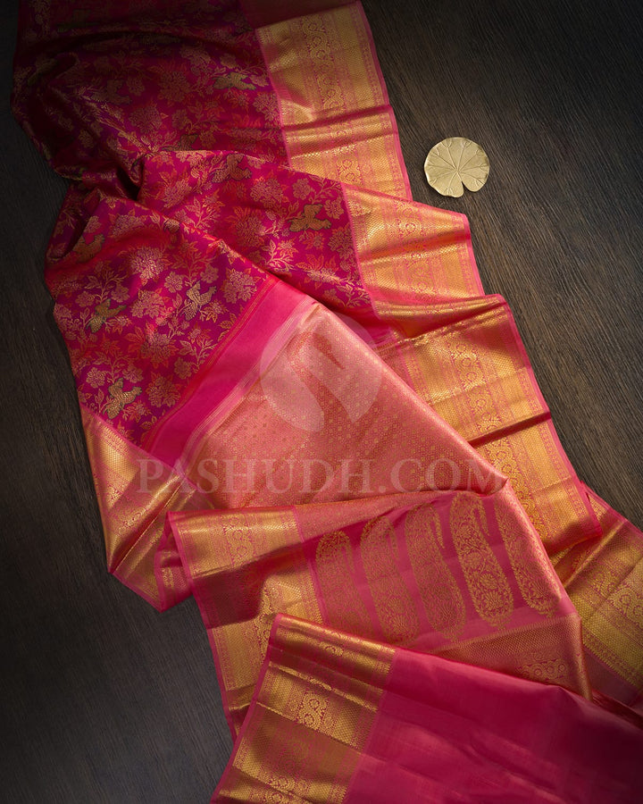 Reddish Pink Meenakari Kanjivaram Silk Saree-S1776(A)