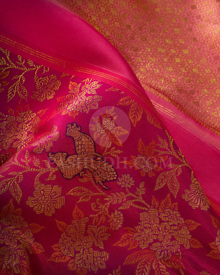 Reddish Pink Meenakari Kanjivaram Silk Saree-S1776(A)