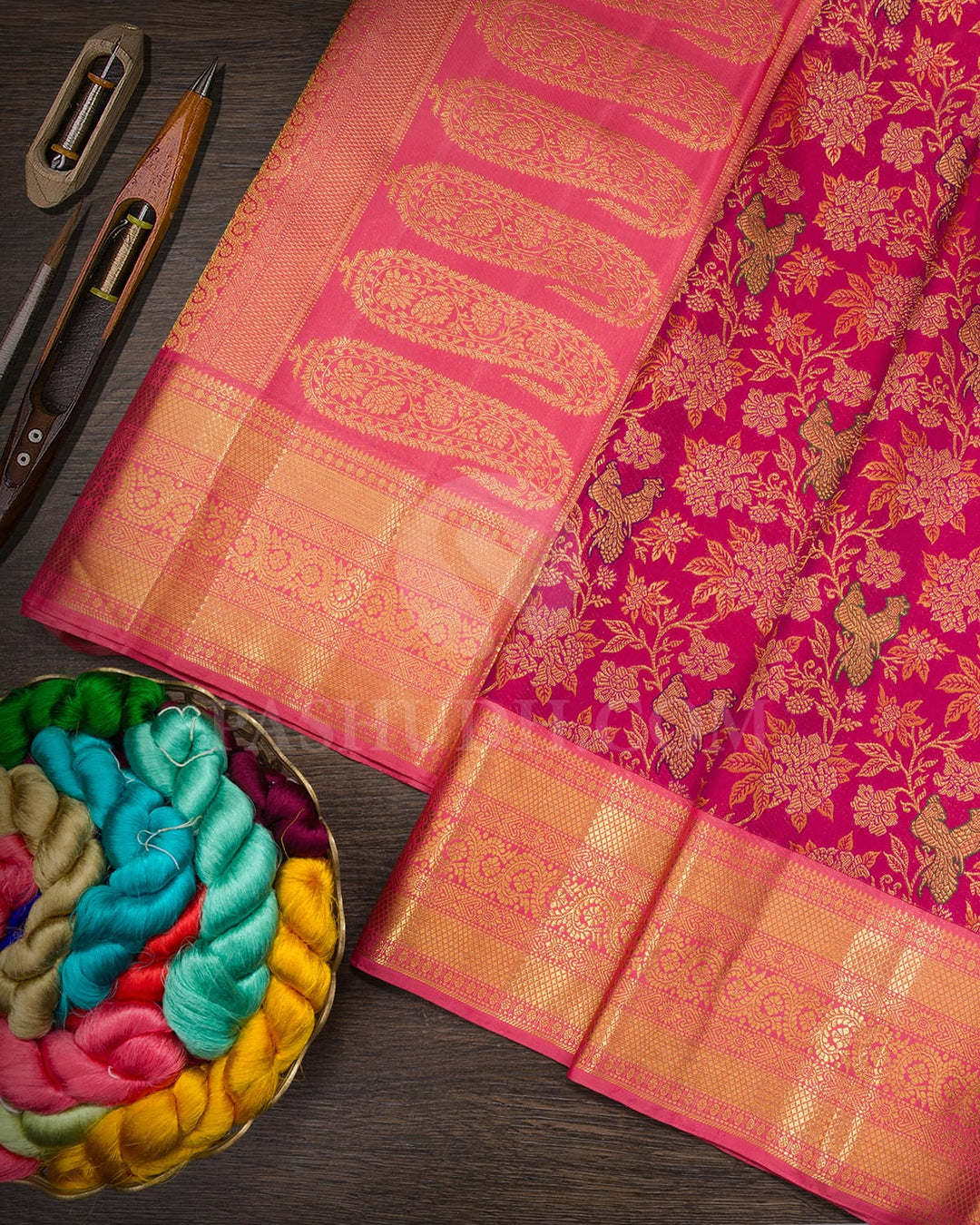 Reddish Pink Meenakari Kanjivaram Silk Saree-S1776(A)