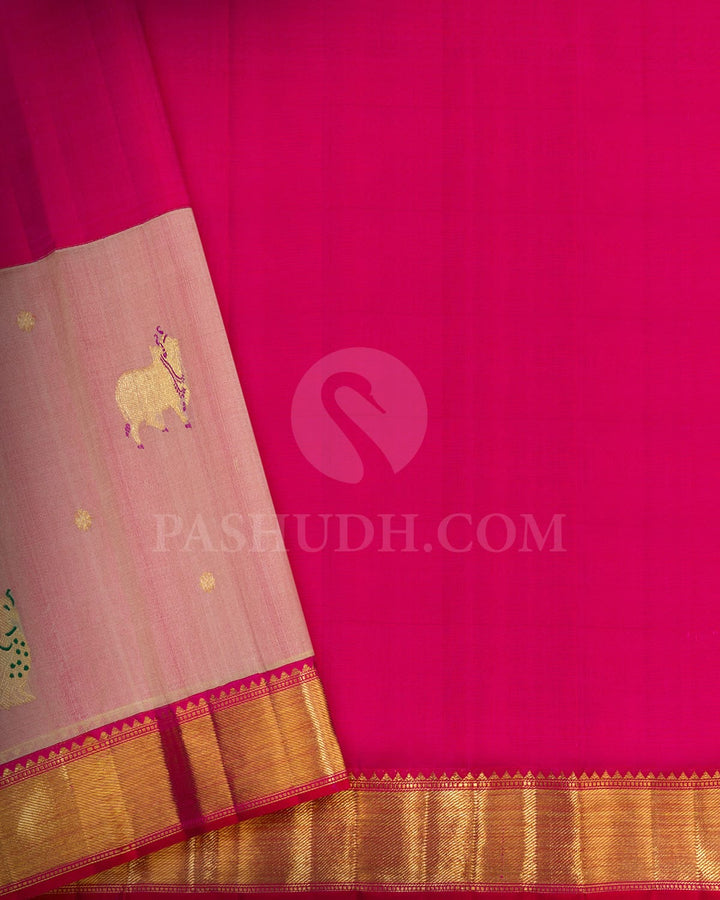 Raspberry Pink Pichwai Kanjivaram Silk Saree-S1782(A)