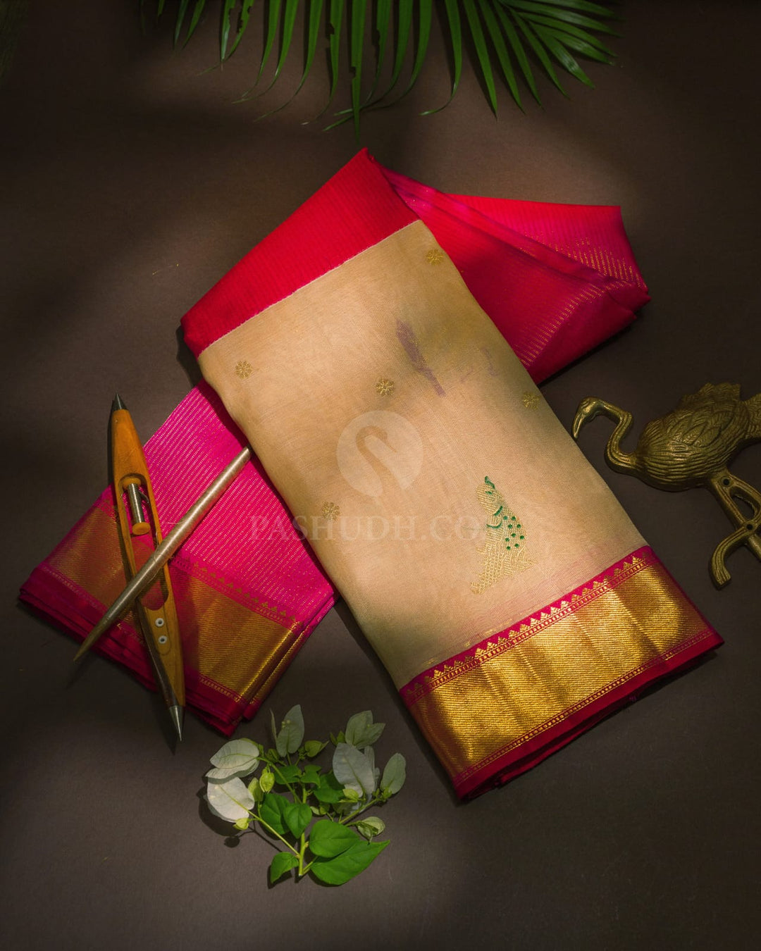 Raspberry Pink Pichwai Kanjivaram Silk Saree-S1782(A)