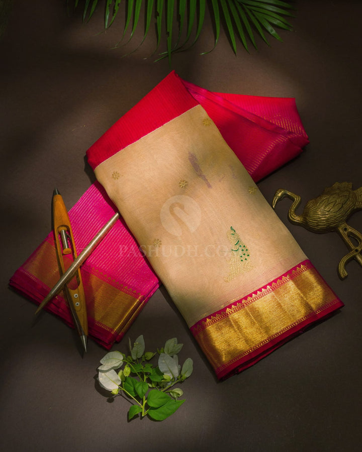 Raspberry Pink Pichwai Kanjivaram Silk Saree-S1782(A)