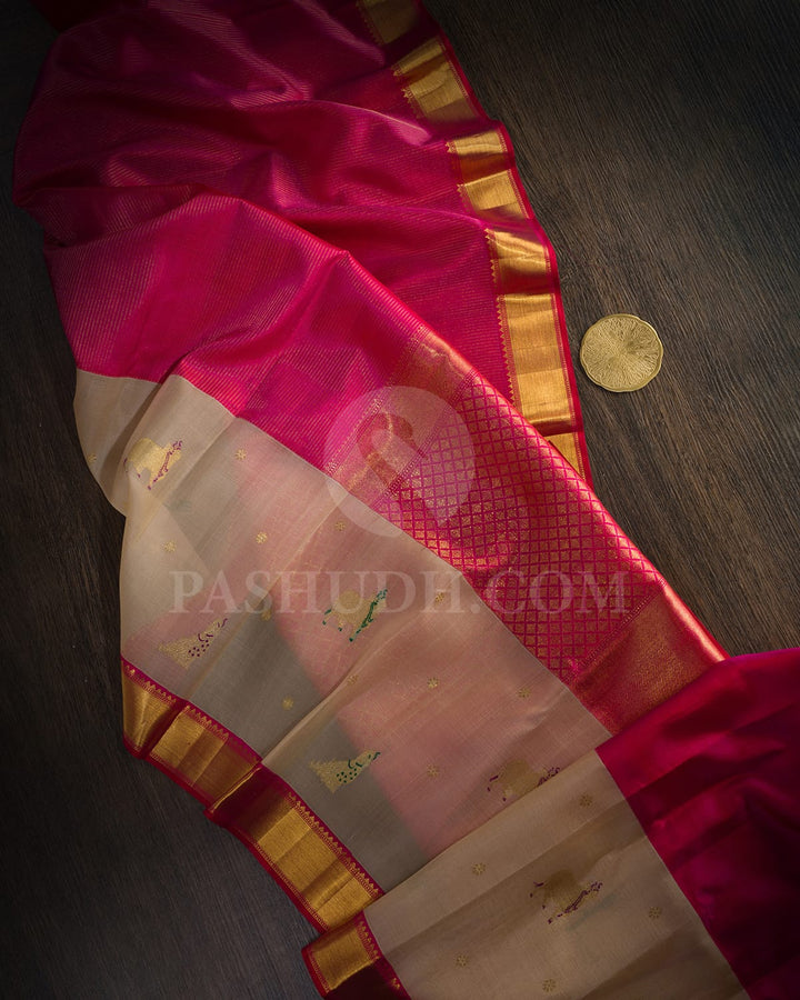 Raspberry Pink Pichwai Kanjivaram Silk Saree-S1782(A)