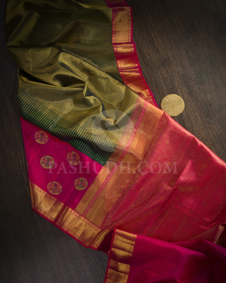 Bottle Green With Meenakari Kanjivaram Silk Saree-S1732(C)