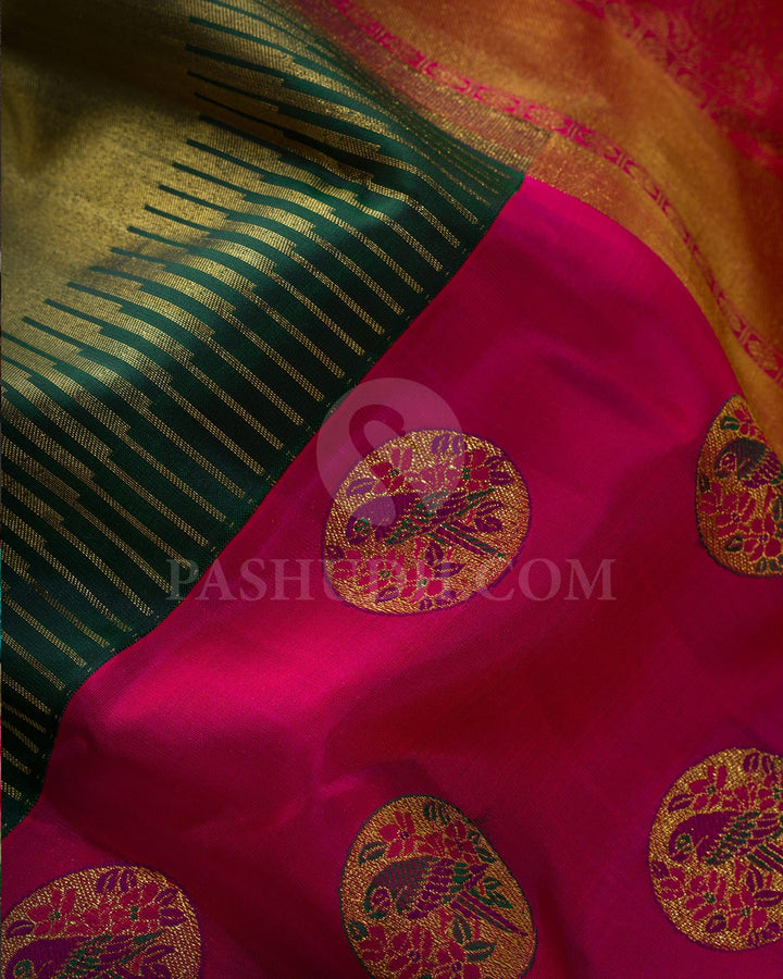 Bottle Green With Meenakari Kanjivaram Silk Saree-S1732(C)