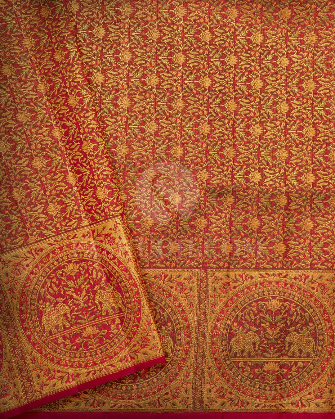 Half White Antique Border Kanjivaram Silk Saree-S1783(A)
