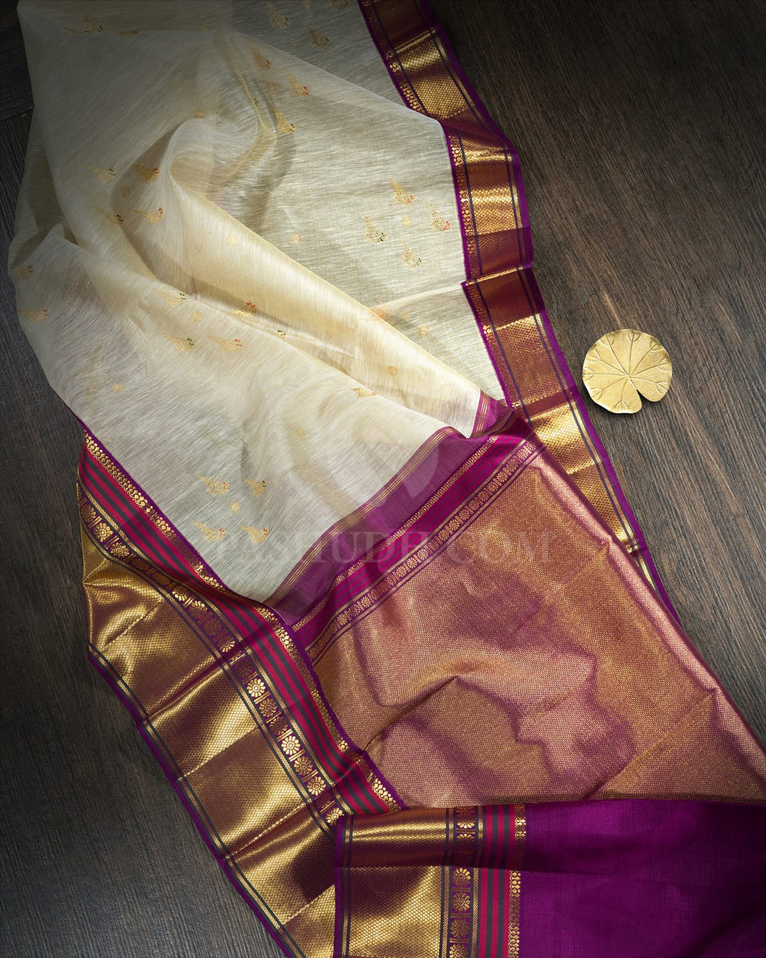 Half White Lenin Kanjivaram Silk Saree-S1801(A)