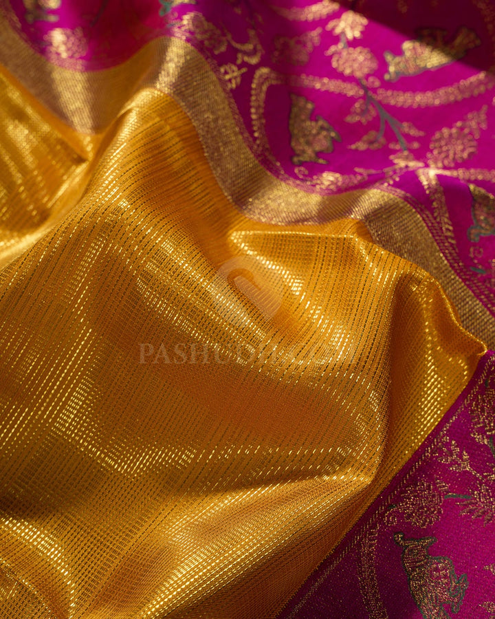 Mustard Yellow Meenakari Border Kanjivaram Silk Saree-S1807(A)