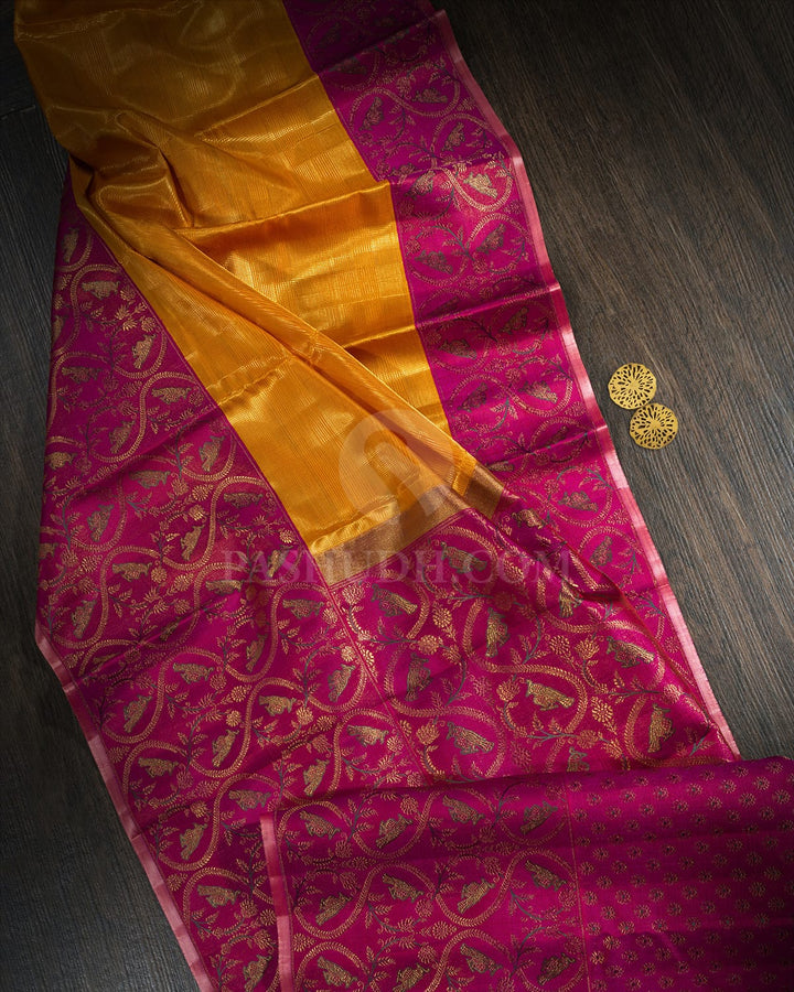 Mustard Yellow Meenakari Border Kanjivaram Silk Saree-S1807(A)