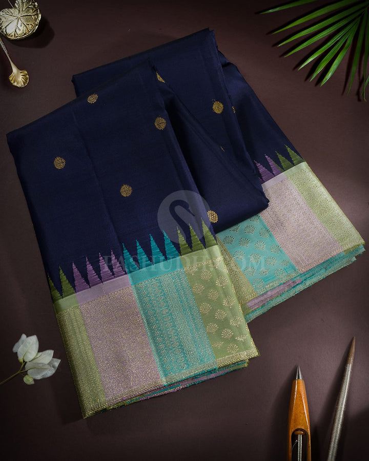 Navy Blue Kanjivaram Silk Saree-S1606(C)