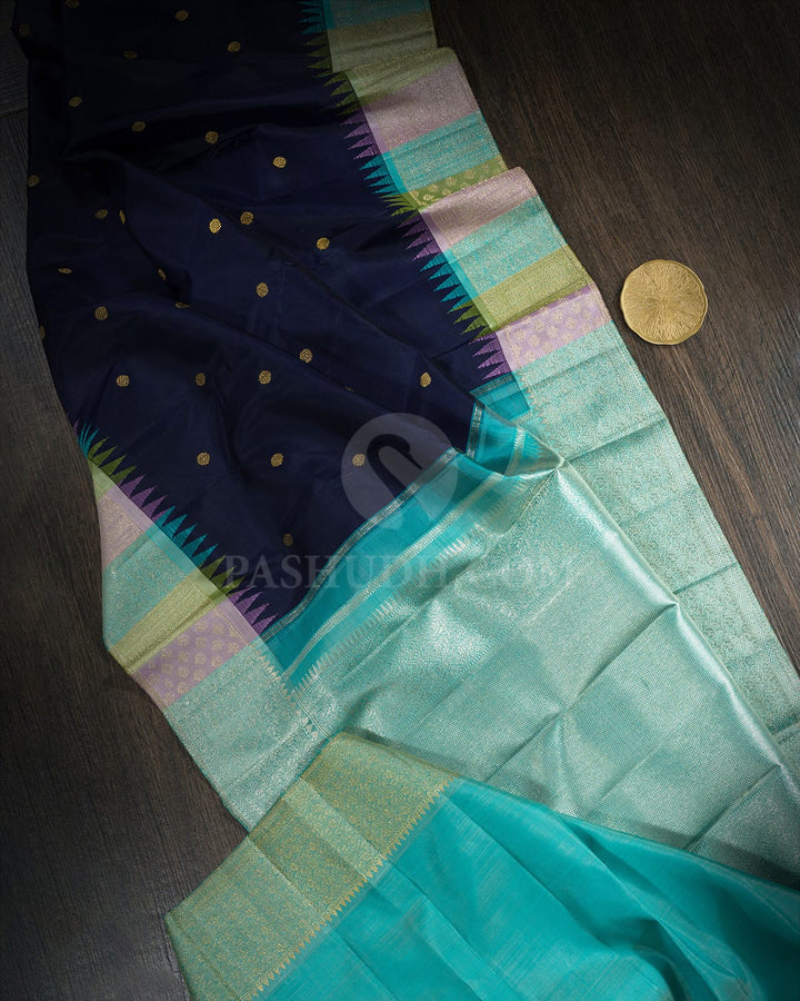 Navy Blue Kanjivaram Silk Saree-S1606(C)