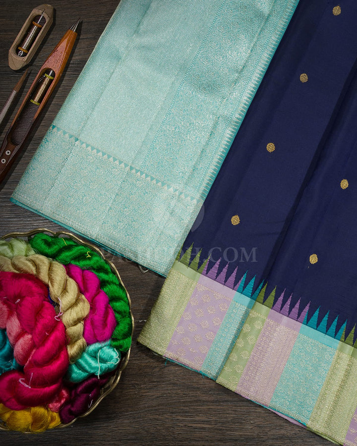 Navy Blue Kanjivaram Silk Saree-S1606(C)